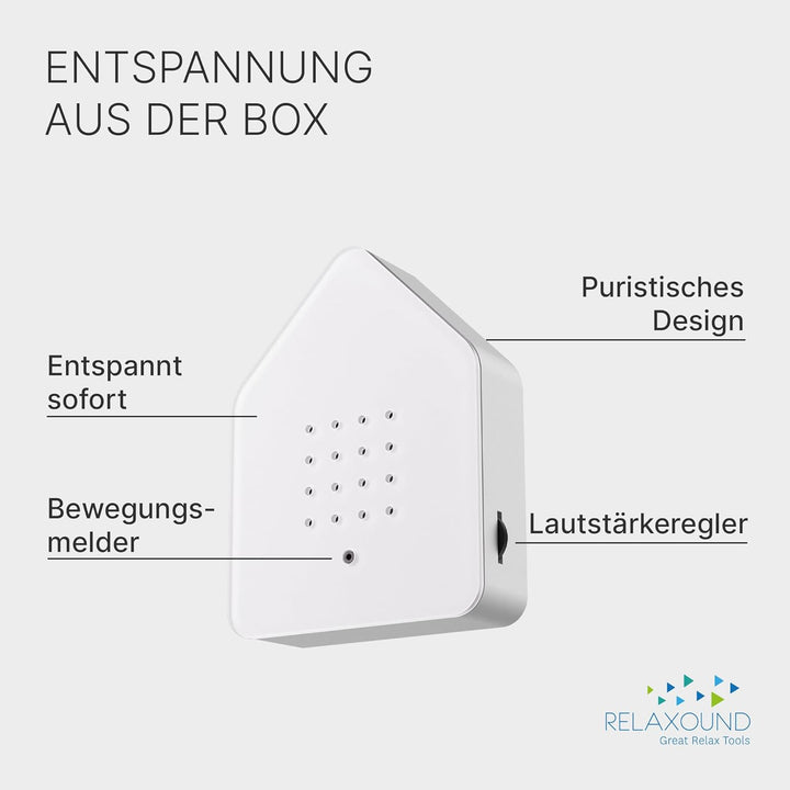 RELAXOUND ORIGINAL Zwitscherbox "White" – Moderne Vogelgezwitscher Box – Entspannender Vogelgesang –