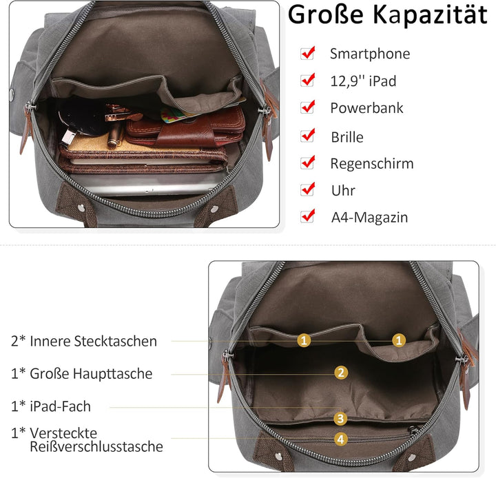 DORRISO Retro Brusttasche Herren Mode Grosse Kapazität Schultertasche für 10,9 Zoll iPad mit Griff M
