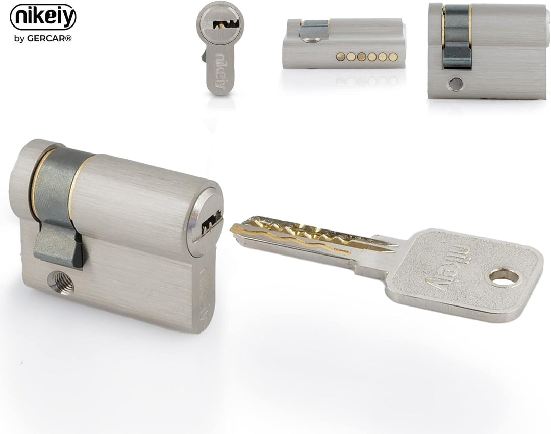 GERCAR Pro Profil-Zylinder 30/10 Halbzylinder - Schliesszylinder aus Messing Vernickelt - Garagentor