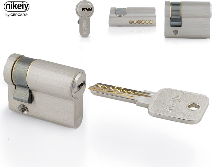 GERCAR Pro Profil-Zylinder 30/10 Halbzylinder - Schliesszylinder aus Messing Vernickelt - Garagentor