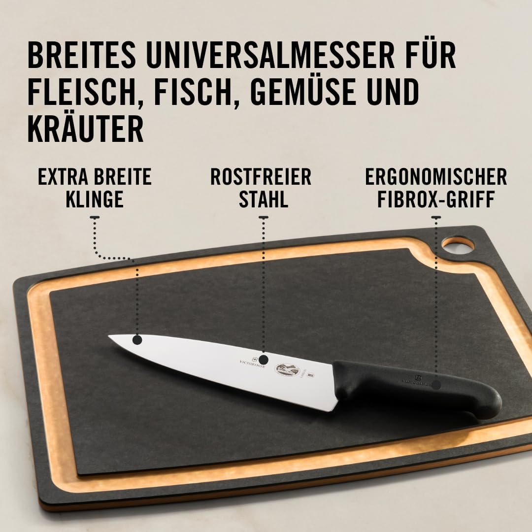 Victorinox Fibrox Kochmesser, Breites Universalmesser für Fleisch, Fisch, Gemüse und Kräuter, 20 cm,