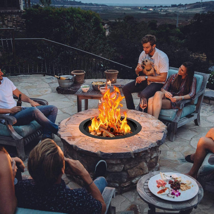 GarveeHome Feuerstelle Für Outdoor, Rauchfreie Feuerstellenring, Rund Feuerschale Garten, Kohlenstof