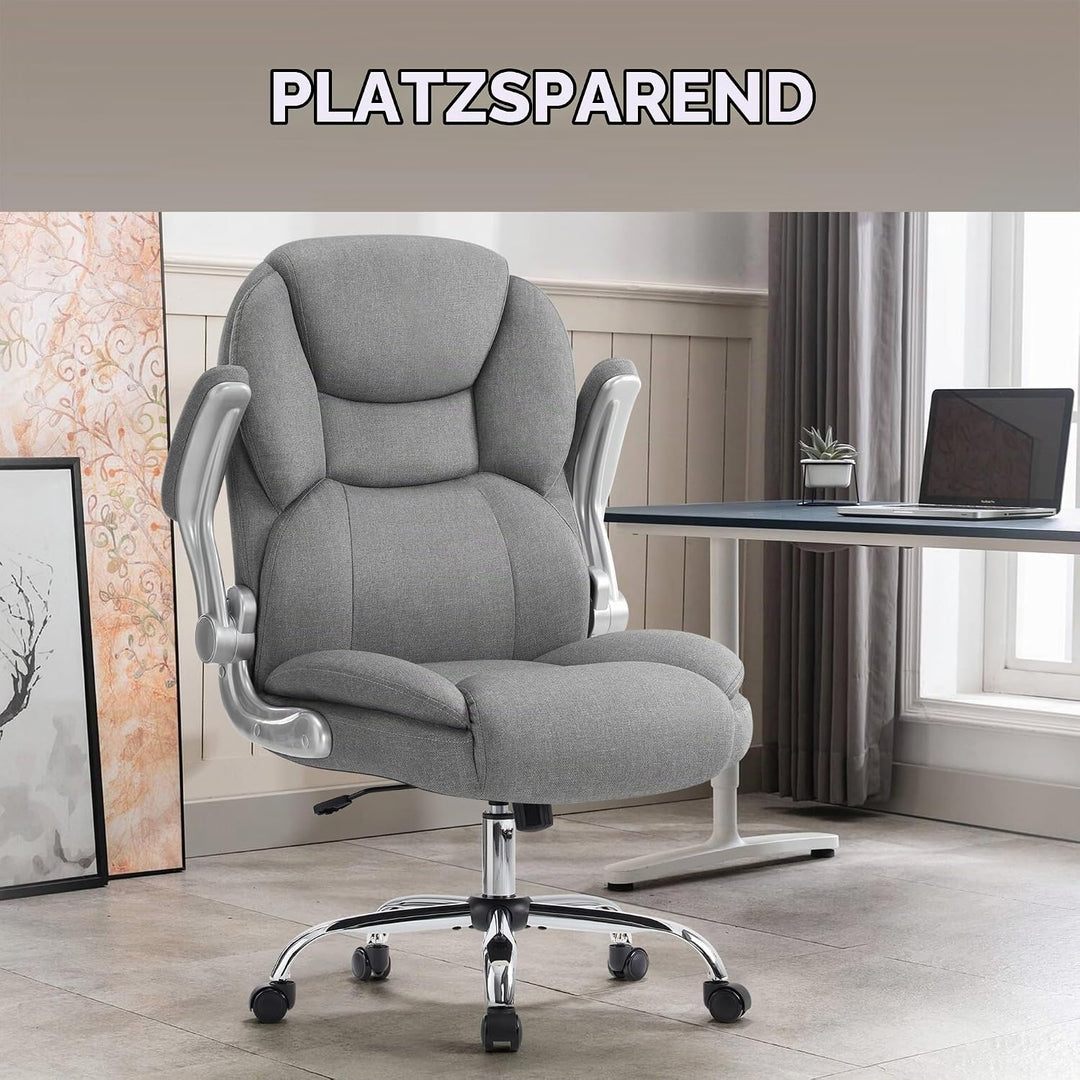 IWMH Bürostuhl Ergonomischer Schreibtischstuhl Chefsessel Drehstuhl mit hochklappbarer Armlehne, höh