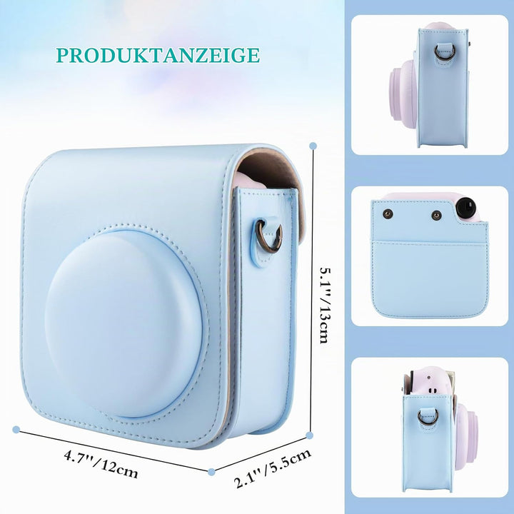 Kameratasche für Fujifilm Mini 12, PU-Leder Schutzhülle Kompatibel mit Instax Mini Instant und Digit