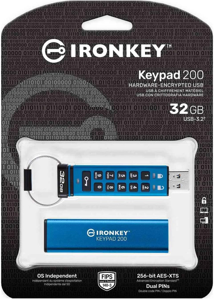 Kingston IronKey Keypad 200 Typ-A Hardware-verschlüsselter USB-Stick FIPS 140-3 Level 3 (ausstehend)
