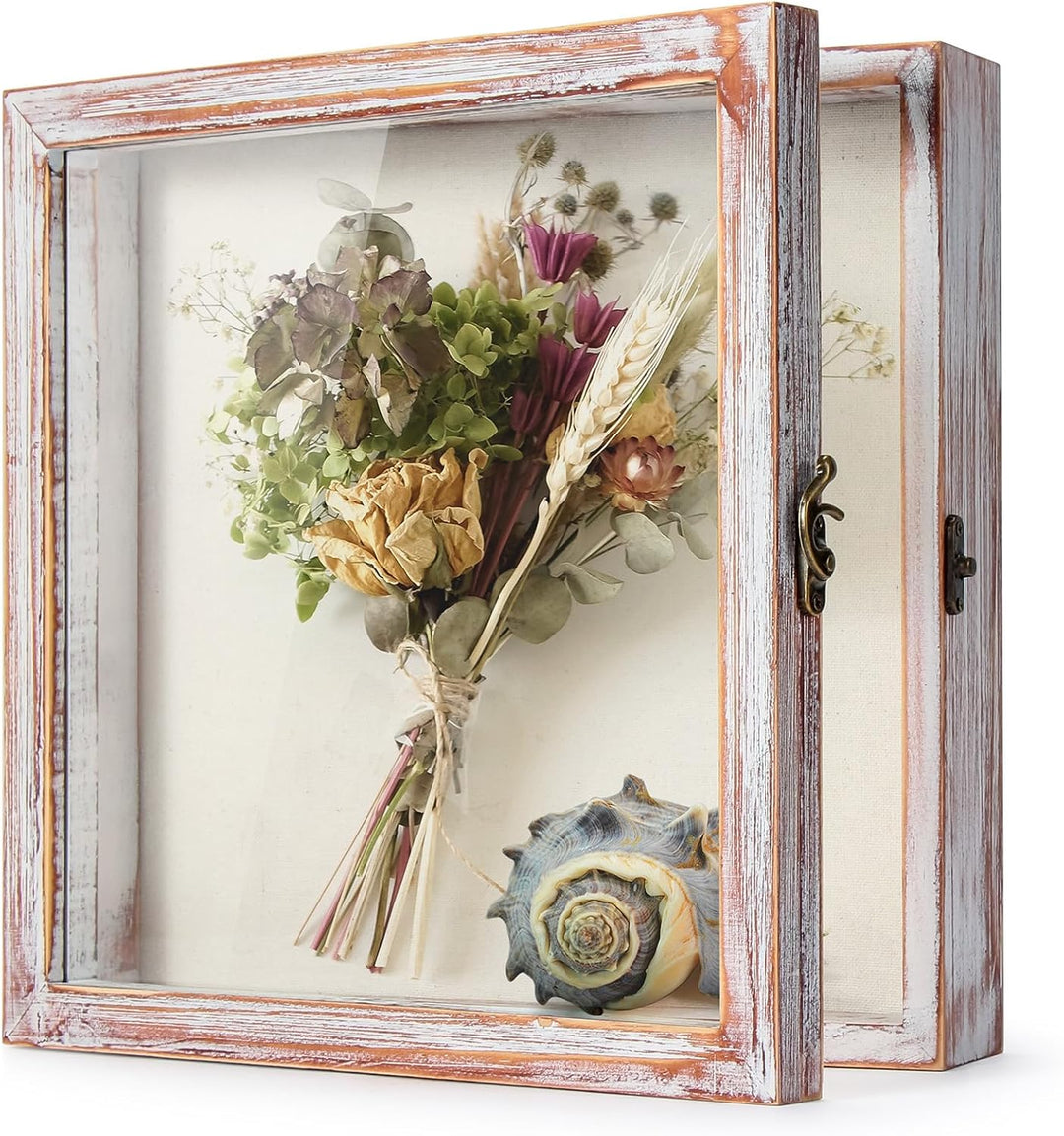 TJ.MOREE Schattenbox Rahmen Vitrine 30,5 x 30,5 cm Blumenstrauss Hochzeit Erinnerungsstücke Fotos -