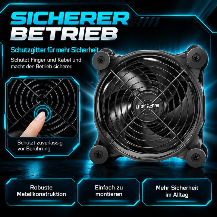 upHere Dual USB Lüfter 120mm 5V mit 3 Einstellbare 120mm pc lüfter, 120mm pc lüfter