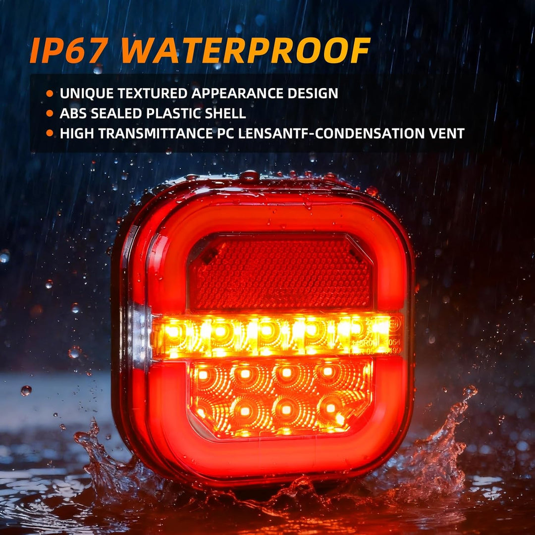 Yuanjoy 2Pcs Wasserdicht Rückleuchten Anhänger LED Neon LKW Rücklichter mit E-Prüfzeichen 12v 24volt