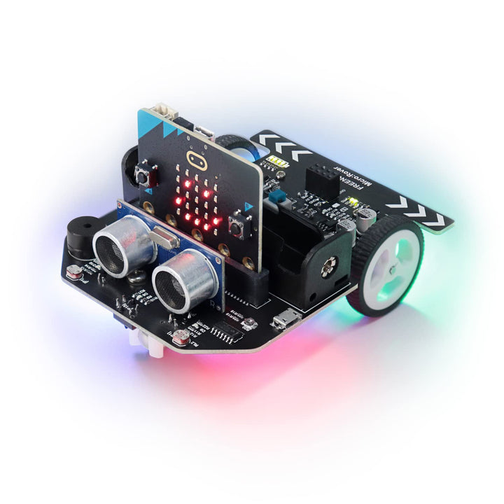 FREENOVE Micro:Rover Kit for BBC Micro:bit (V2 Contained), Obstacle Avoidance, Light-tracing, Line-T