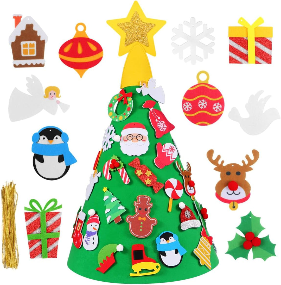 29 Stück Filz Weihnachtsbaum hängend für Kinder DIY Home Party Dekoration