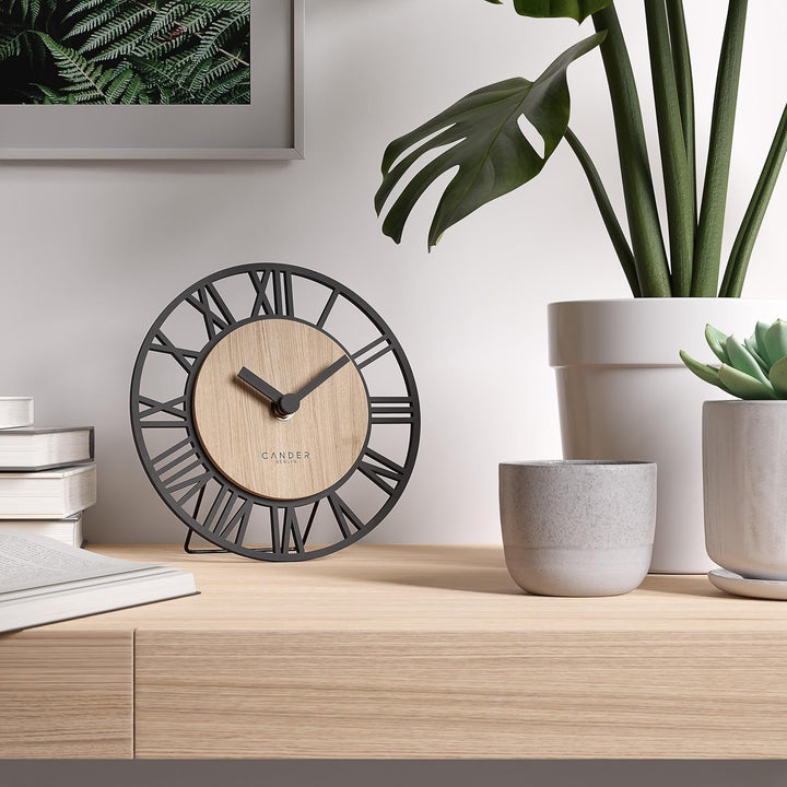 Cander Berlin MNU 2717 R Wanduhr Tischuhr lautlos 17 cm ohne Tickgeräusche analog Wohnzimmer modern