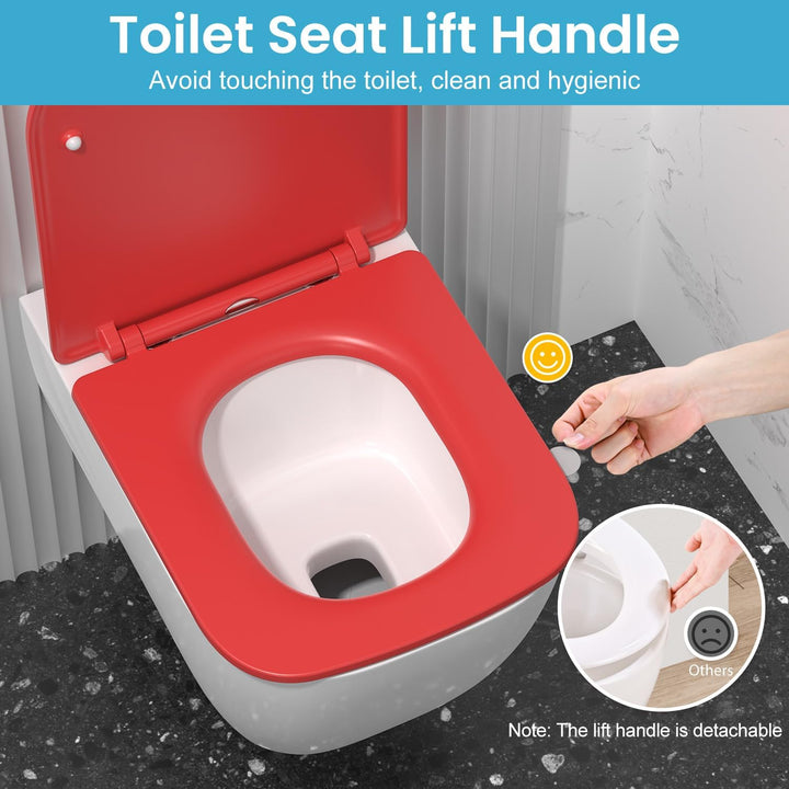 WC Sitz mit Absenkautomatik Q-Form Eckig aus Duroplast, Rot, Rot