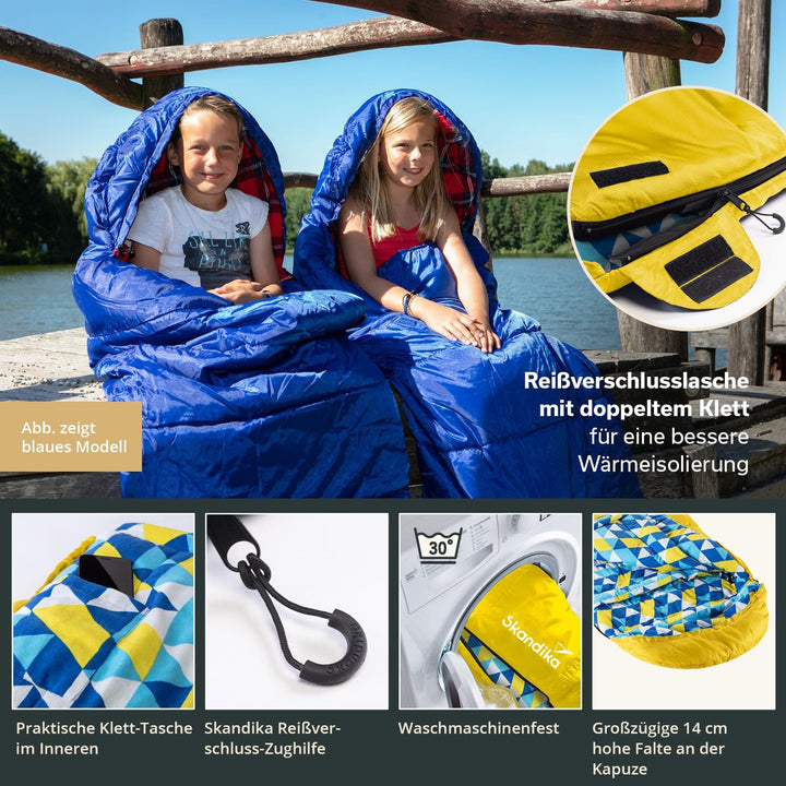 Skandika Dundee Junior Kinderschlafsack | Outdoor Camping Schlafsack für Kinder, Flanell-Innenfutter