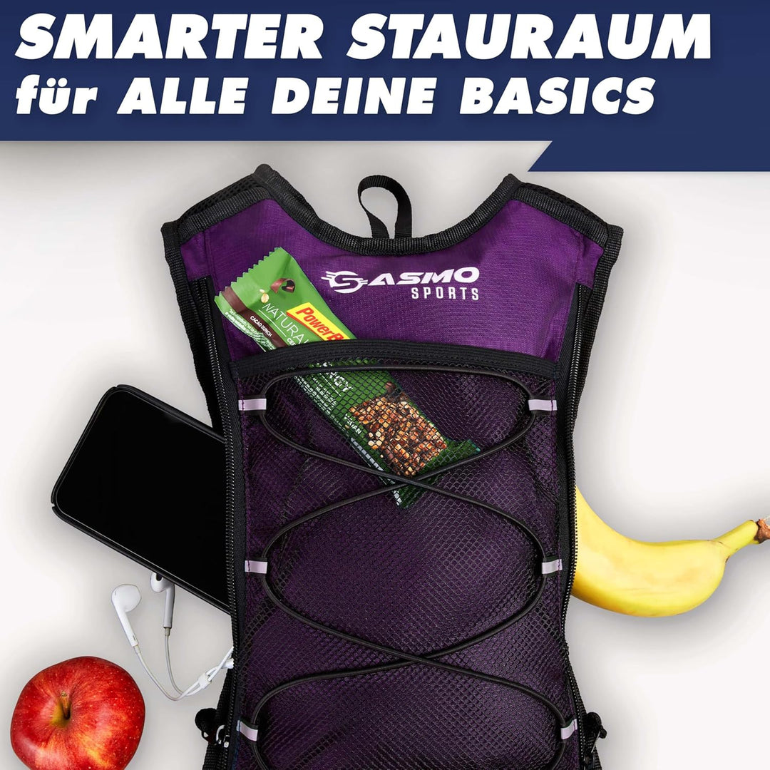 SASMO® Laufrucksack Damen 6L (Beere) mit Thermofach | Lauf Rucksack - Ultraleicht 300g | Laufrucksac