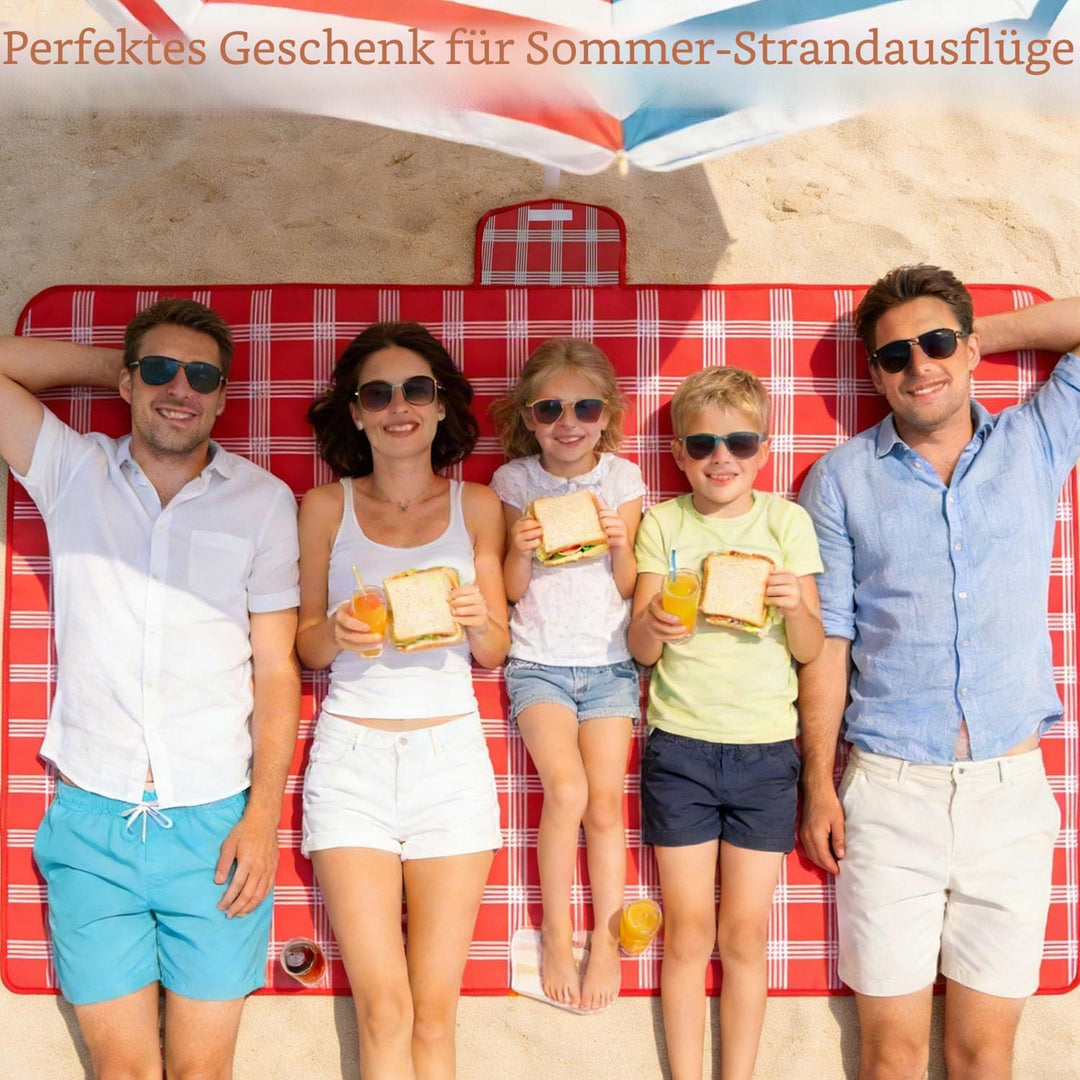 Picknickdecke Wasserdicht, 200x200 cm Piknik decke gross, Strandmatte mit Tragegriff Wasserdicht San