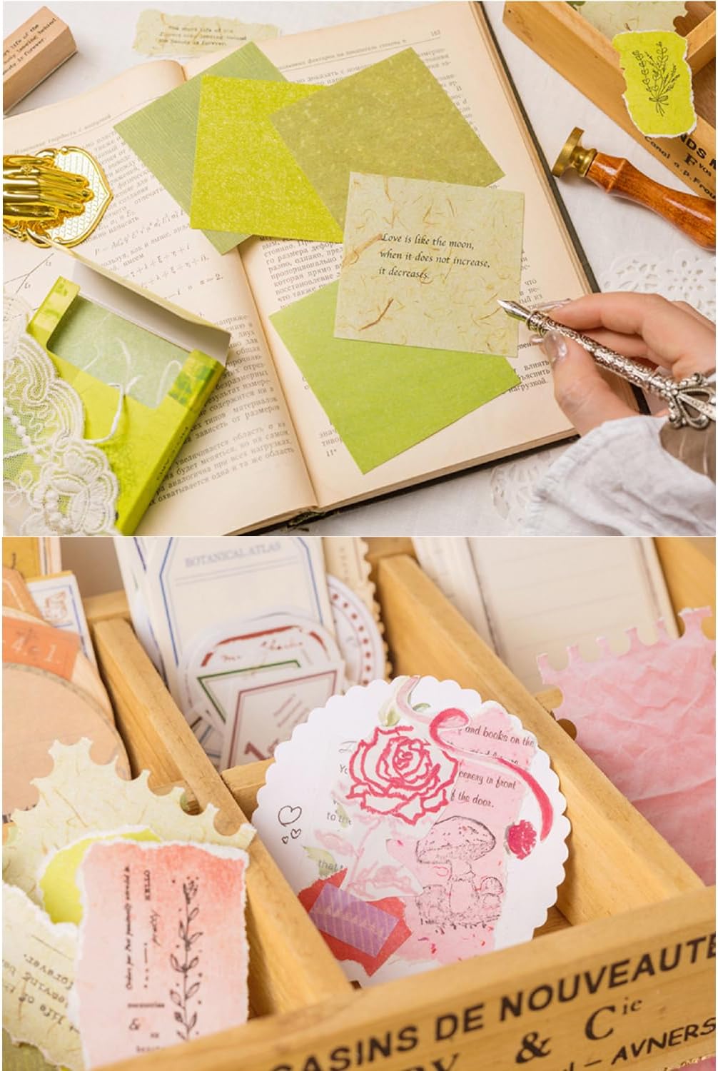 600 Blatt Vintage Scrapbook Papier, MaehSab DIY Journaling Supplies Dekorative Bastelpapier Ästhetis