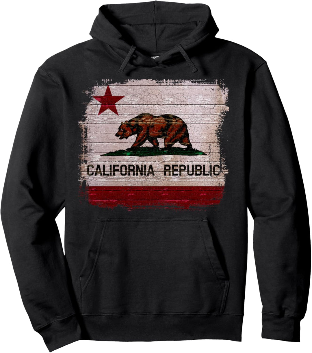 California Republic Distressed State Flag Souvenir Pullover Hoodie