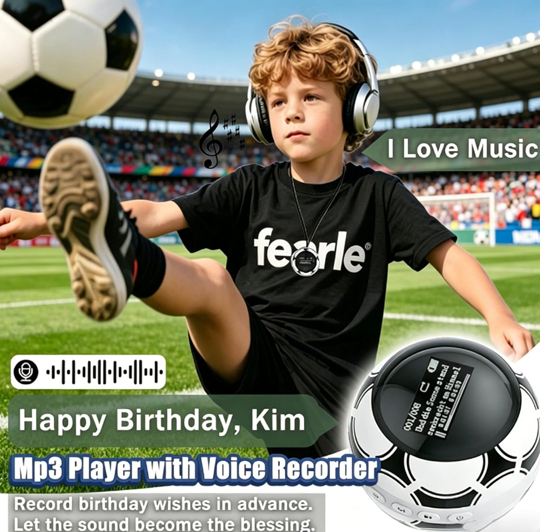 64 GB MP3 Player Kinder, MP3 Player Bluetooth 5.0, Mini Fussball Musik Player mit Kopfhörer, mp3-pla