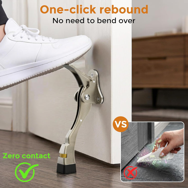 Türstopper, 2 Packungen Kickdown-Türstopper mit One-Touch, verstellbare Höhe und Gummispitze, 10,2 c