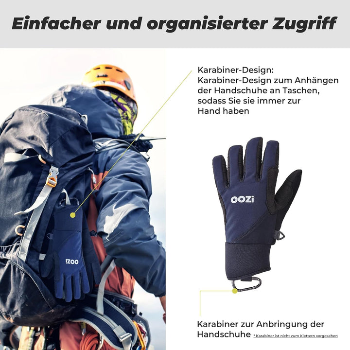 OOZi Winterhandschuhe für Herren und Damen, Touchscreen Handschuhe, Warme Fahrradhandschuhe für Wand