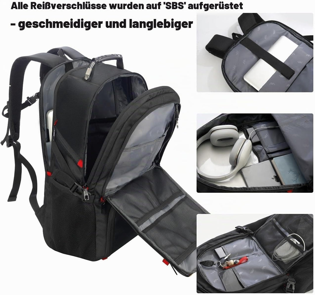 VESERI Laptop Rucksack Herren Damen 17,3 Zoll,Sporttasche Schulrucksack Jungen Teenager mit Schuhfac