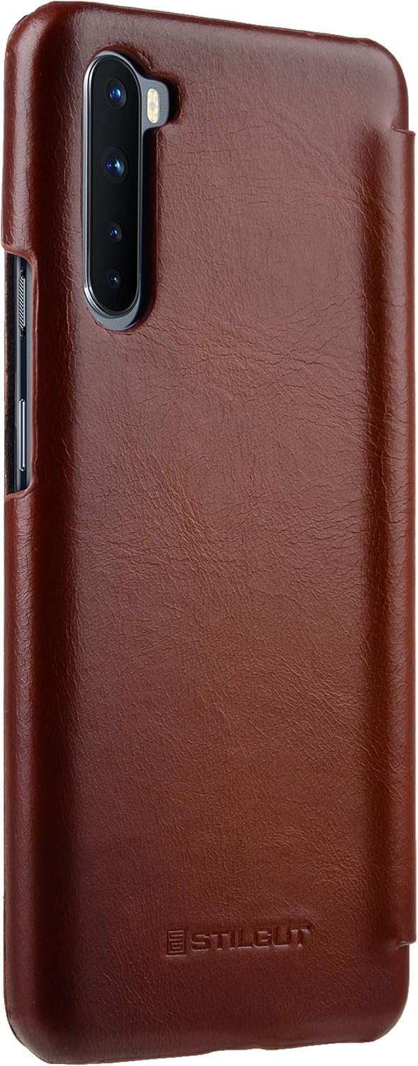 STILGUT Book Case entwickelt für OnePlus Nord Hülle aus Leder zum Klappen, Klapphülle, Handyhülle, L
