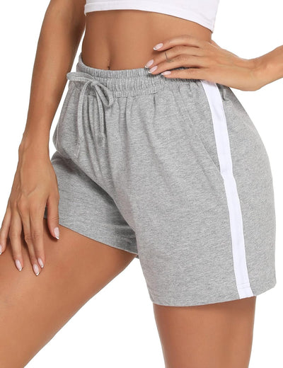 Litherday Shorts Damen Sportshorts Kurz Hosen Streifen Jogginghose Sommer Traininghose mit Taschen E