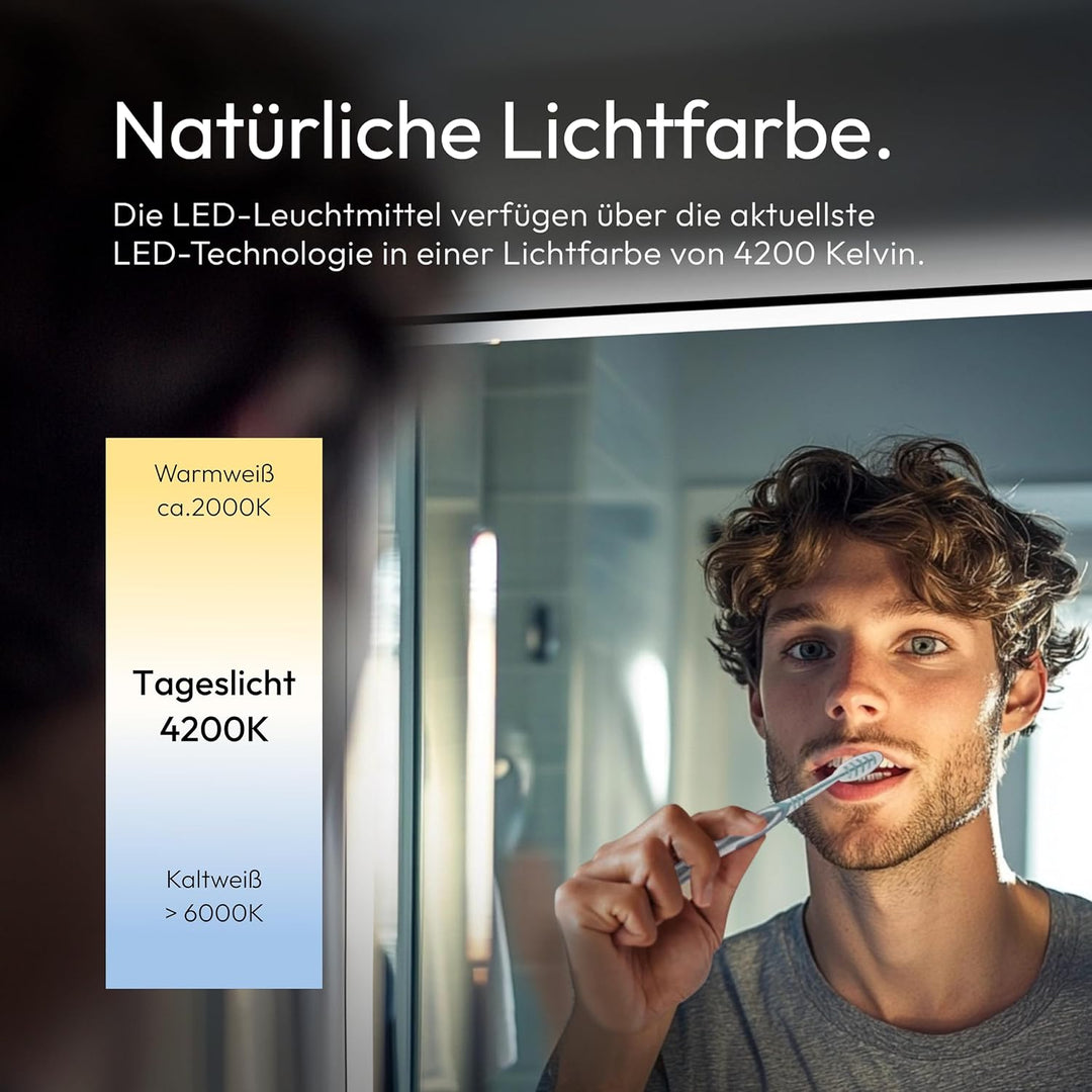 Talos Black Moon LED Badspiegel 120x70 cm - Badezimmerspiegel mit austauschabrer Beleuchtung - feuch