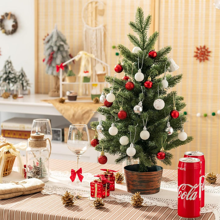 KOMFOTTEU Mini Weihnachtsbaum, 60cm Tisch Weihnachtsbaum, Christbaum mit dicken Ästen aus PE, künstl
