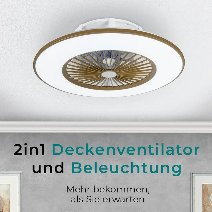 Noaton Deckenventilator mit Beleuchtung 11056CR Vega, LED Dimmbar max 40 W, 3 Farbtemperaturen, Fern