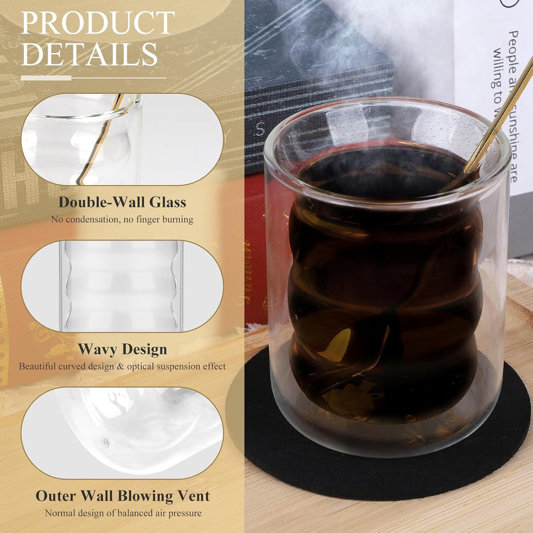 CPROSP Doppelwandige Kaffee Gläser, 6tlg 350ml Thermogläser Latte Macchiato, Isolierte, Cappuccino,