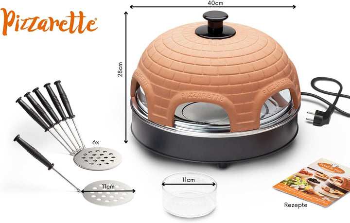 Emerio Pizzaofen, PIZZARETTE das Original, 1 handgemachte Terracotta Tonhaube, patentiertes Design,