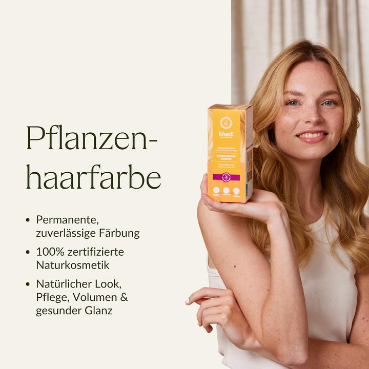 khadi SONNENBLOND Pflanzenhaarfarbe, Haarfarbe für glänzendes Honigblond bis zu kräftigem, sommerlic