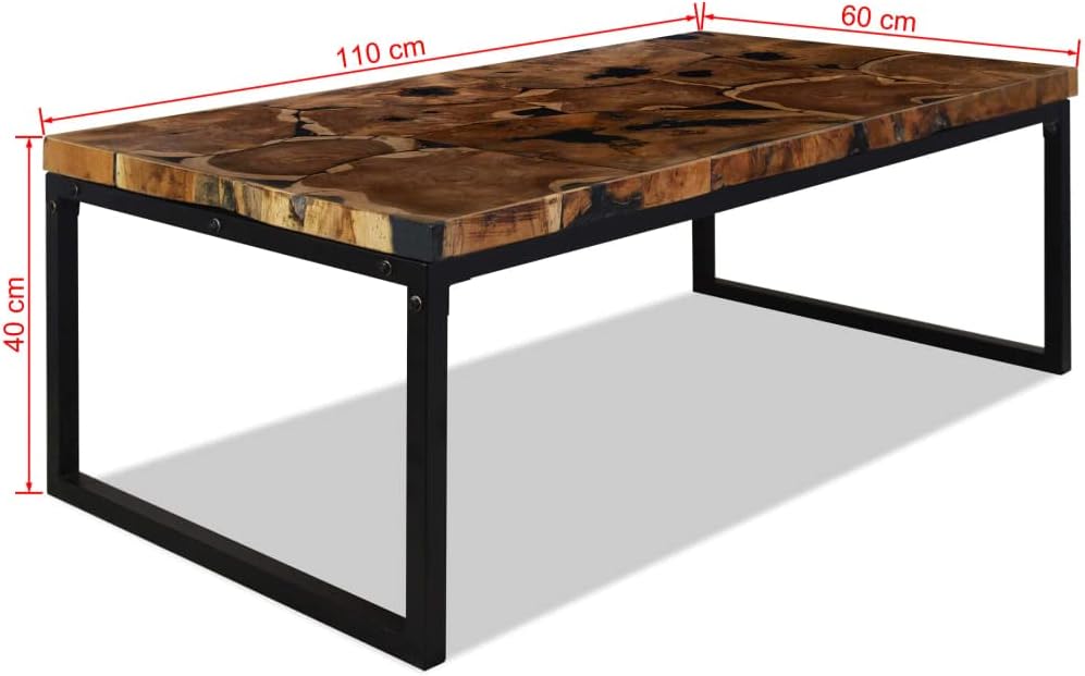 vidaXL Teak Couchtisch 110 cm Kaffeetisch Beistelltisch Holztisch Wohnzimmer