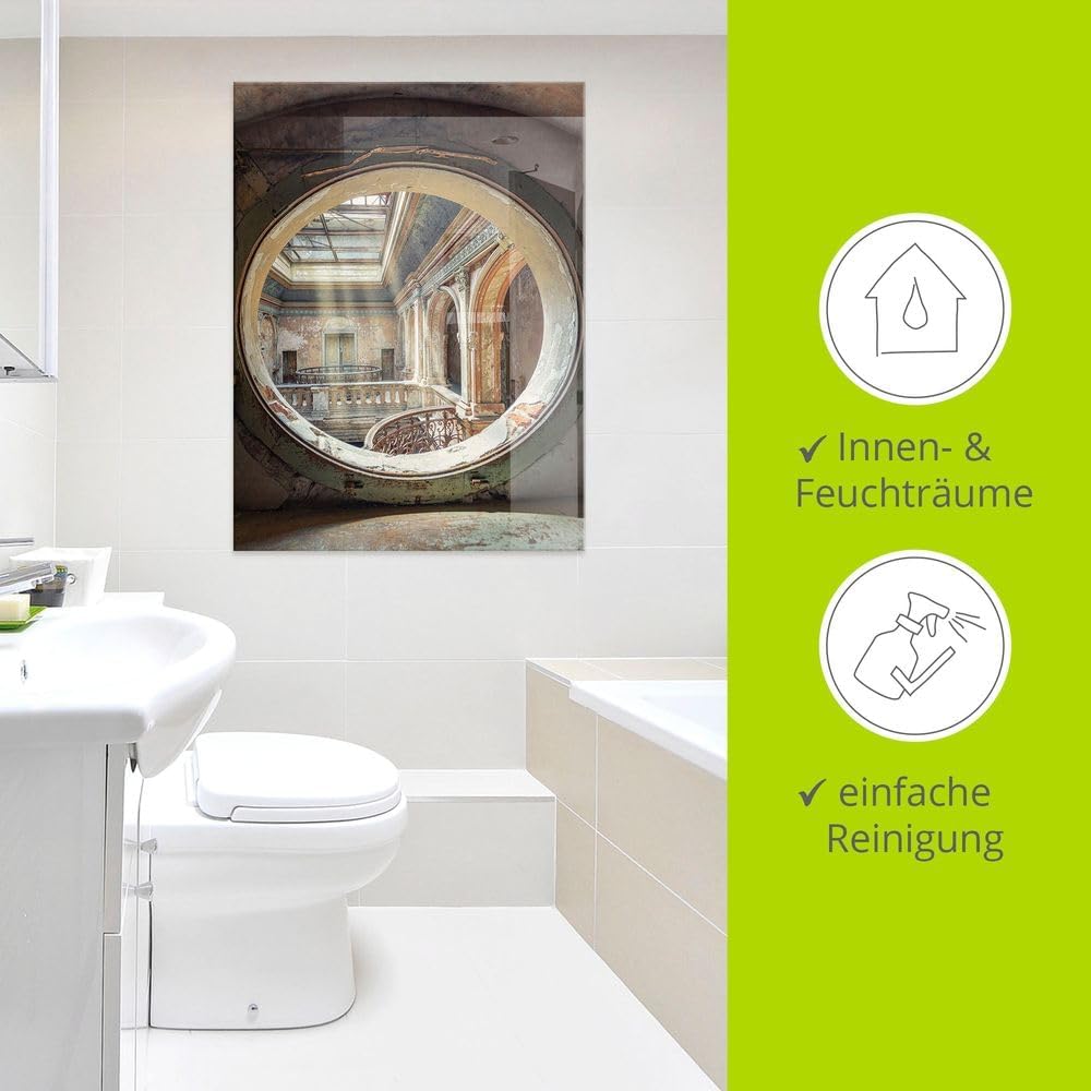 ARTland Glasbilder Wandbild Glas Bild einteilig 45x60 cm Hochformat Architektur Ruinen Treppe Bullau