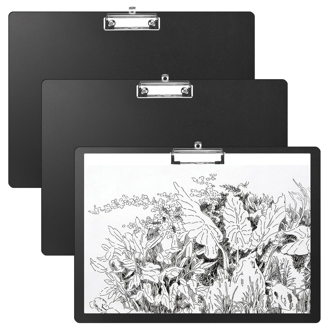 elthmpr Klemmbrett A3-3 Stück Kunststoff Klemmbretter Querformat Set, Clipboard mit Loch Klammer Gro