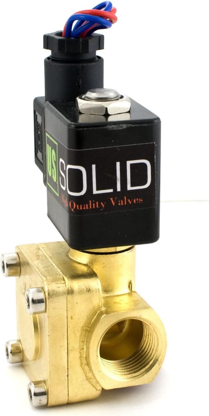 U.S. Solid 1/2" G 12 V DC Messing Magnetventil 0,1-16 Bar für Wasser Luft Gas Öl, NC, VITON, Vertika
