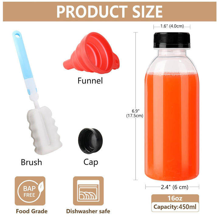 YBCPACK 12 Stück 450ml Hitzebeständig Plastikflaschen Zum Befüllen, Spülmaschinenfest, PP Kunststoff