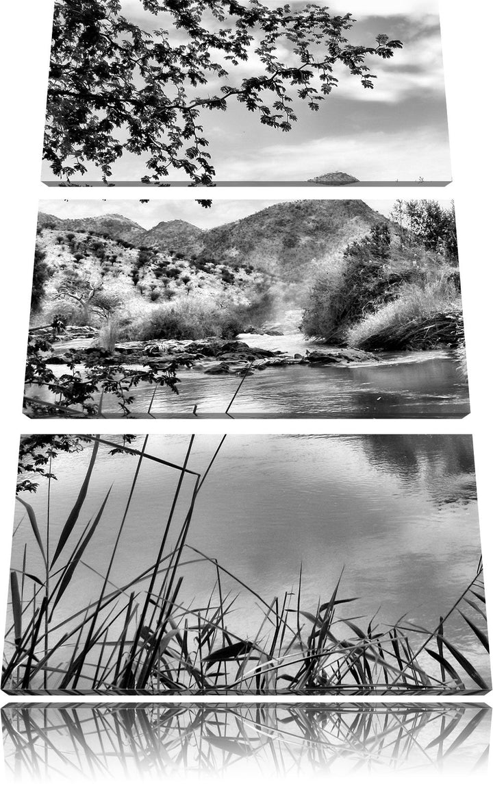 Pixxprint schöne Oase in der Savanne als Leinwandbild/Grösse: 3 Teilig (120x80) cm/Wandbild/Kunstdru