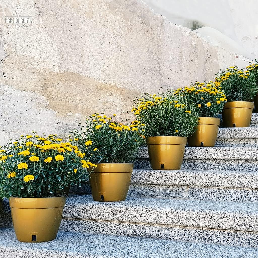 Santino ASTI 3er Set 18CM Selbstwässernder Blumentopf mit Wasserstandsanzeiger - Rund Premium Qualit