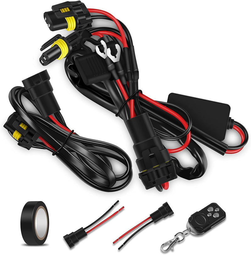 WinPower Universal LED-Licht Kabelbaum Relais-Kit mit 1 oder 2 Glühbirnenanschlüssen, 12V KFZ-Zusatz