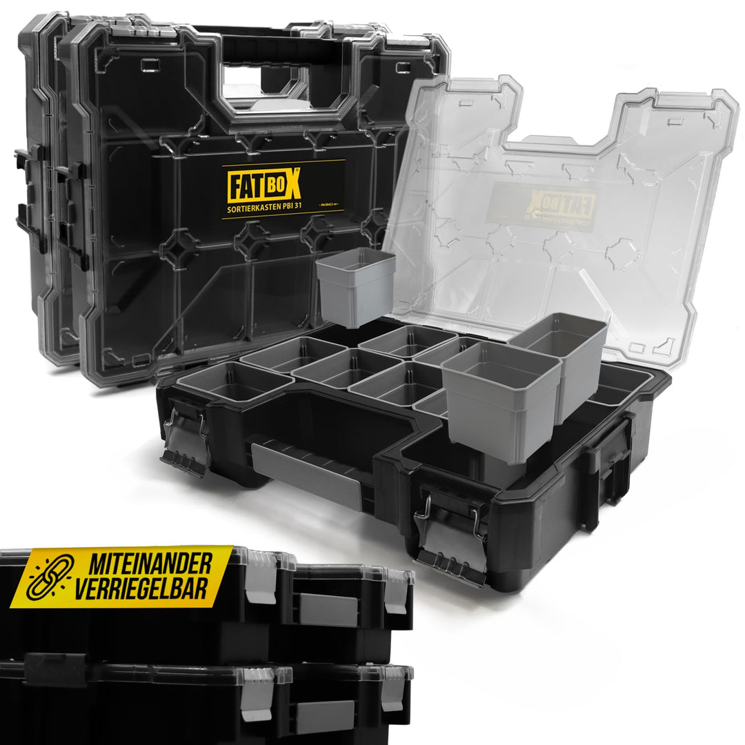 Fatbox XXL Organizer Sortierkasten Sortimentskasten Kleinteilemagazin Aufbewahrungsbox Koffer (Schwa