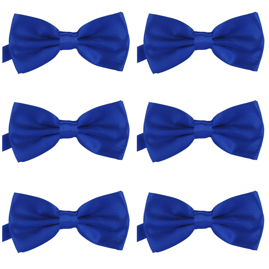 DonDon 6er Set Herren Fliege 12 x 6 cm gebunden und längenverstellbar Blau, Blau