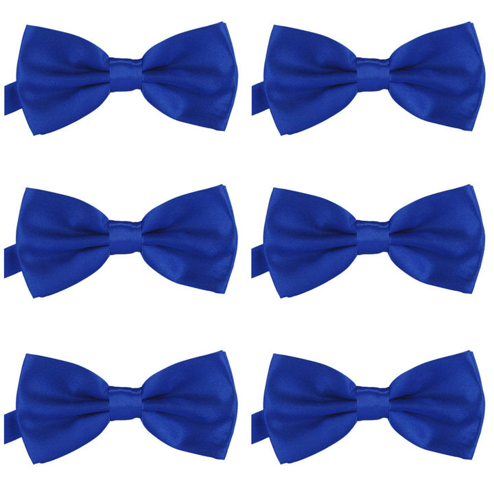 DonDon 6er Set Herren Fliege 12 x 6 cm gebunden und längenverstellbar Blau, Blau