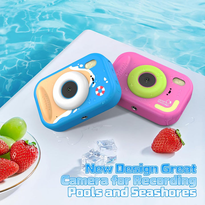 Kinderkamera, 48 MP, HD, 1080P, Wasserkamera für Kinder, mit 6,1 cm (2,4 Zoll) Display + SD 32 GB, i