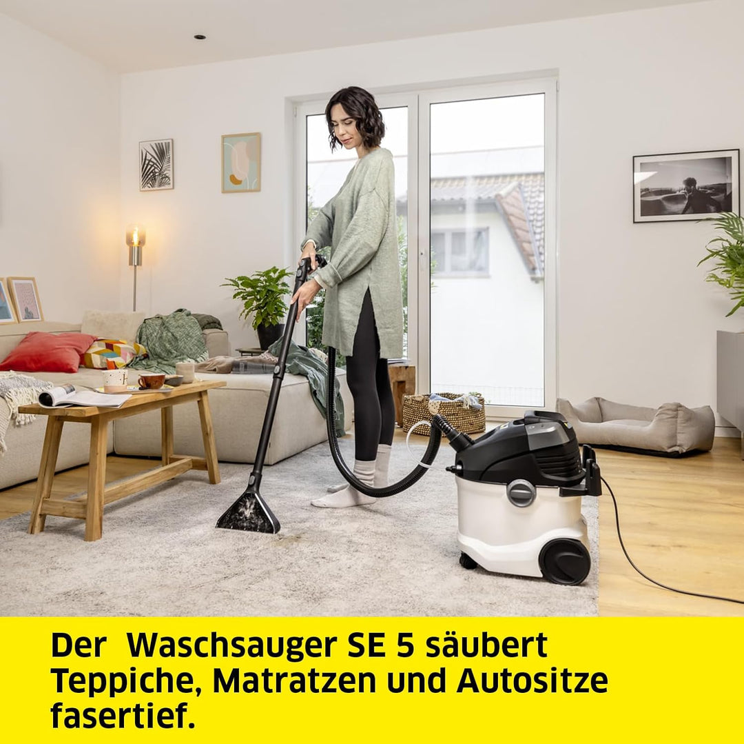 Kärcher Waschsauger SE 5, 2-in-1-Sprühsaugschlauch, Frischwassertank: 4 l, Schmutzwassertank: 4 l, W
