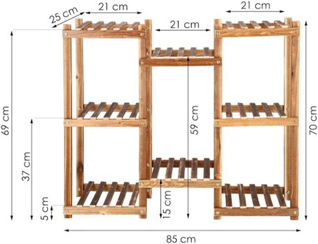 SPRINGOS Blumenständer Blumentreppe aus Holz 5 Ebenen Pflanzentreppe Pflanzenständer für Balkon Wohn