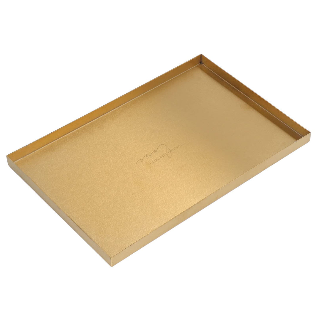 BuyWeek Schmucktablett, Rechteckiges Kosmetiktablett Edelstahl-Serviertablett Moderne Metall Schmuck