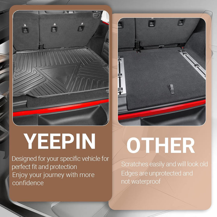 YEE PIN Kofferraummatte Kompatibel mit Jeep Wrangler JL 2018-2022 (4-Sitzer), Gummi Kofferraumwanne