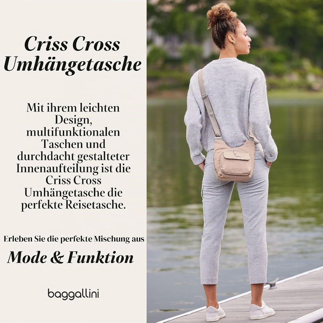 Baggallini Criss Cross Crossbody Bag Midnight Blossom, Midnight Blossom